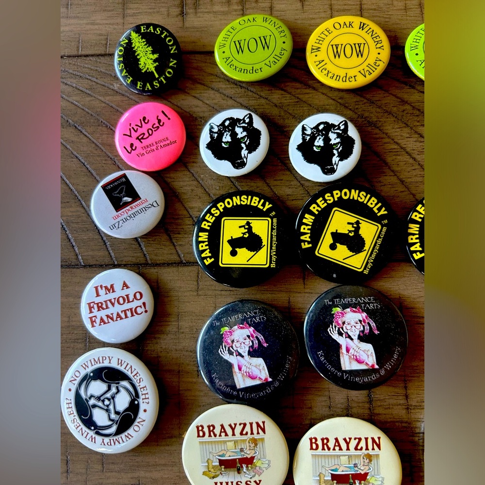 Collection of Winery Buttons Pins